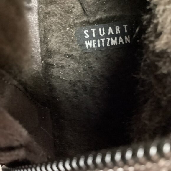 Stuart Weitzman Suede Mid-Calf Tassel Womens 10.5M Boots Zip Faux Fur Brown - Picture 11 of 14